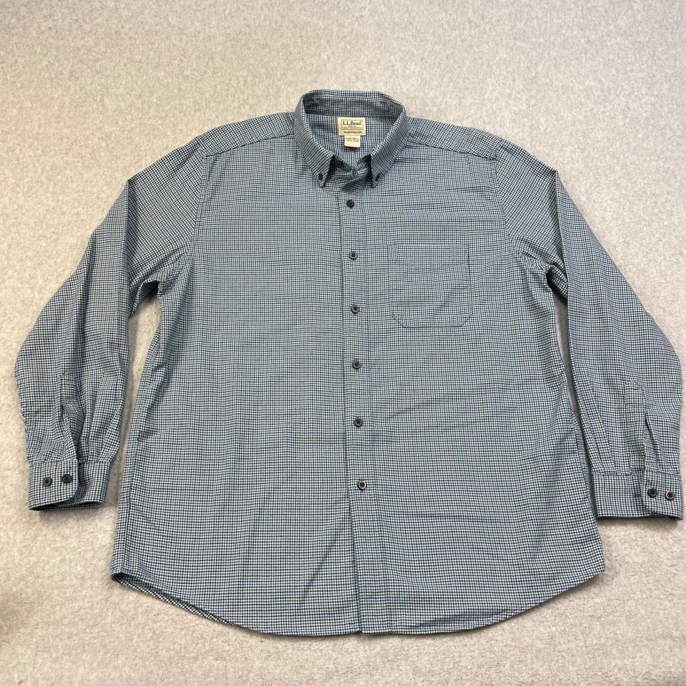 LL Bean Flannel Shirt Mens Large R Midweight Multicolor Traditional Fit 298276
